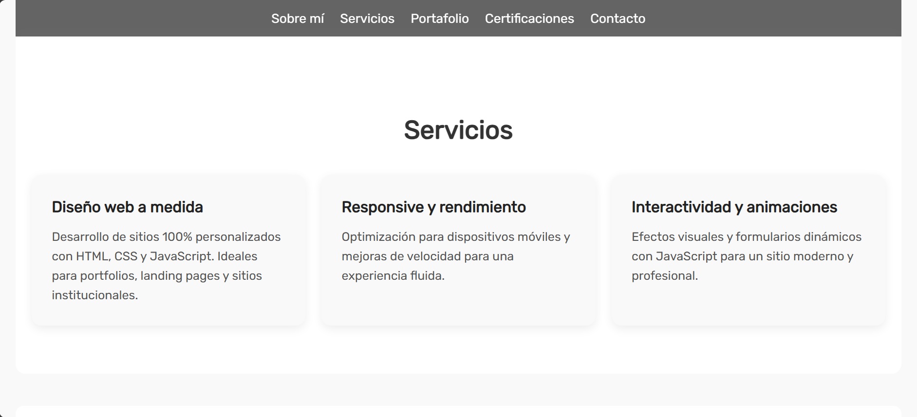 Listado de servicios ofrecidos por Santiago