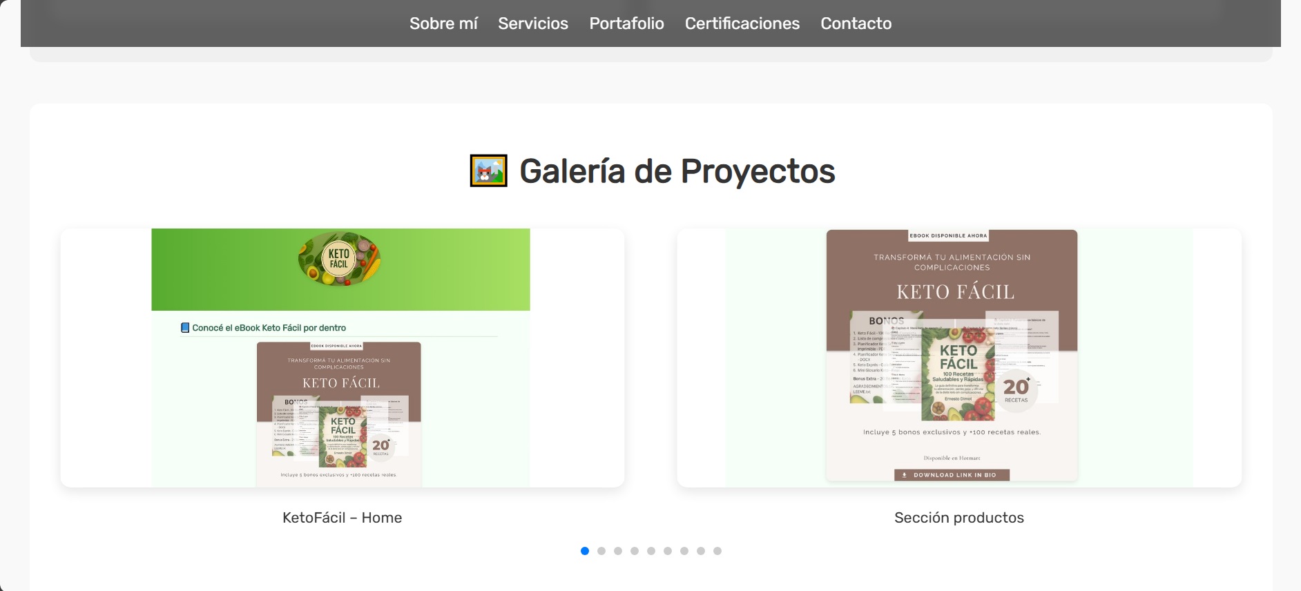 Galería de imágenes de sitios web desarrollados