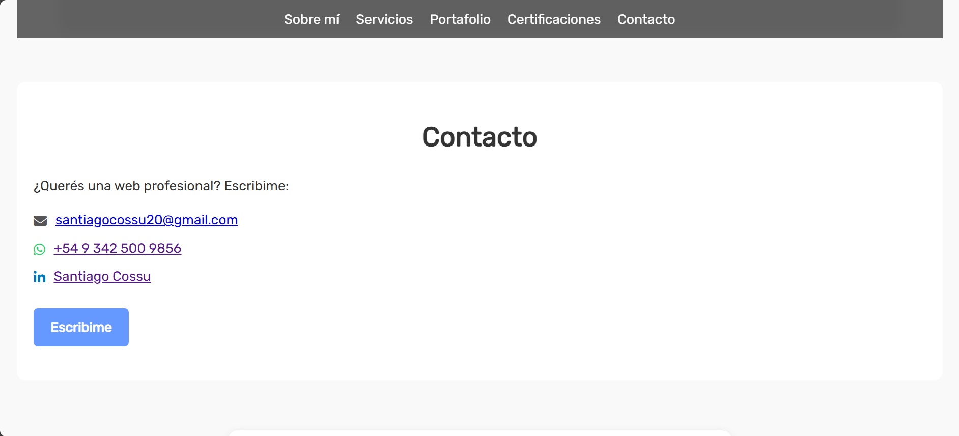 Información de contacto de Santiago Cossu