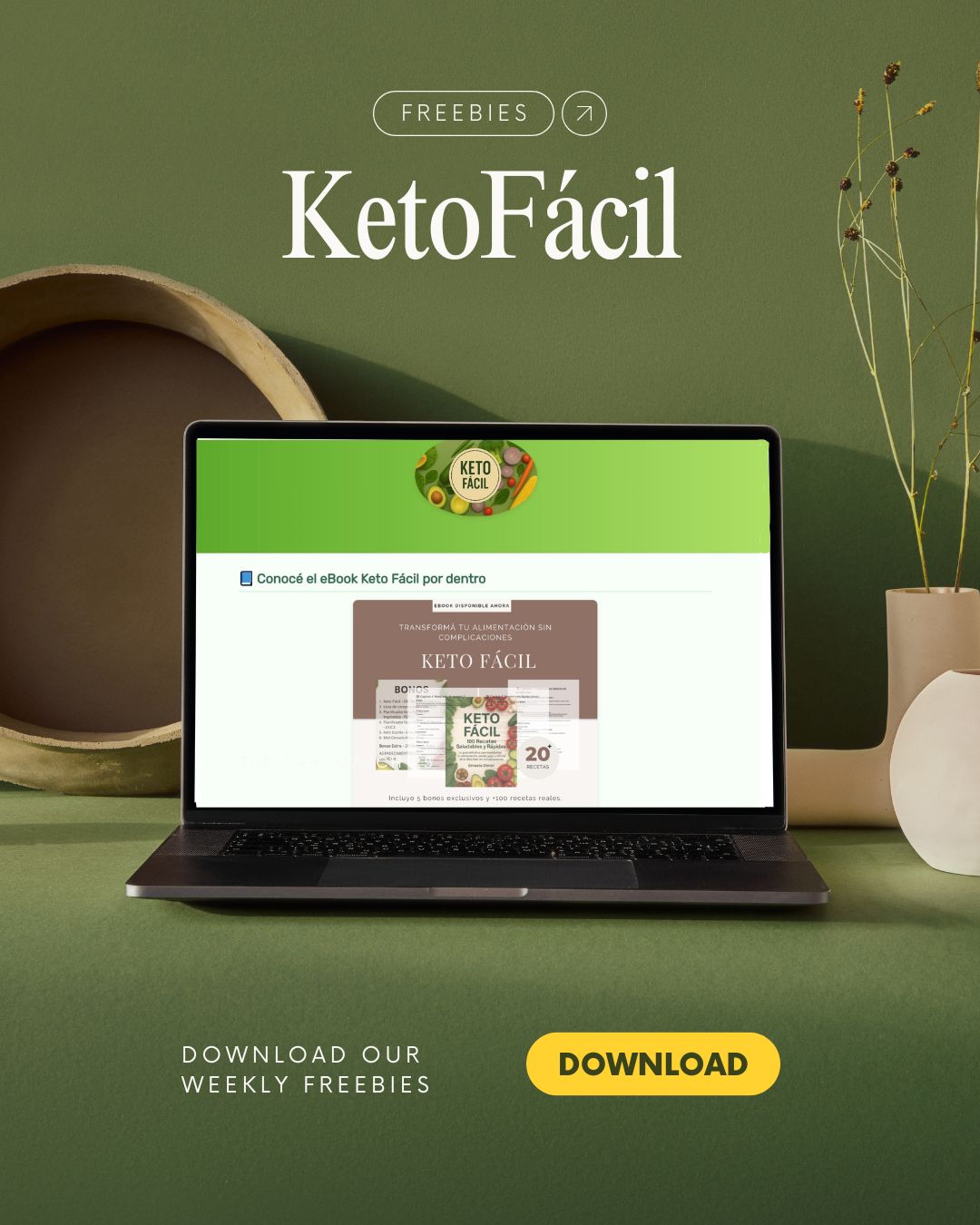 Landing page KetoFácil con secciones de productos y recetas