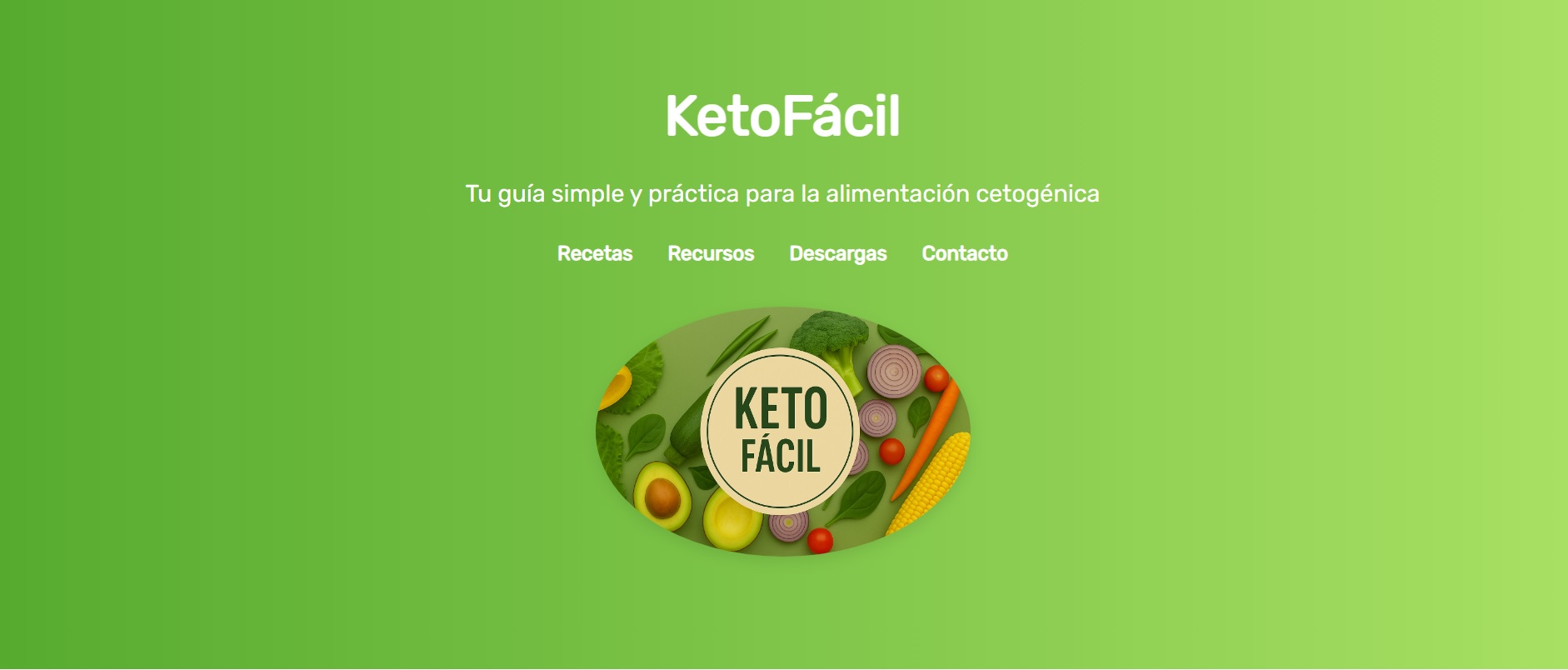 Pantalla de inicio del sitio KetoFácil