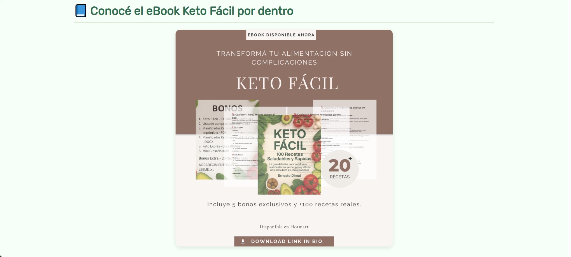 Sección de productos del sitio KetoFácil